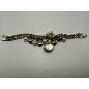 Armitron 75/5578GP Charms & Pearls MOP Watch New Battery 20MM 7.5" Gold Tone A17